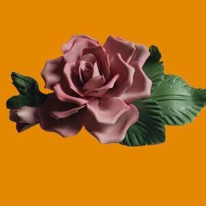 Capodimonte porcellane rose flower franklin mint